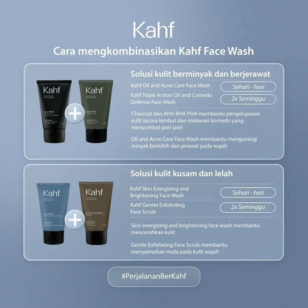 Kahf Face Wash Energizing Brightening Oil Acne Care 100ML / Sabun Wajah Pria Mencerahkan Melembabkan Berminyak Berjerawat Moisturizing
