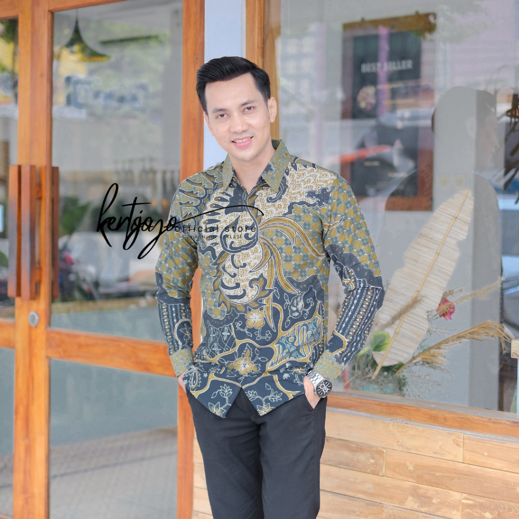 Batik pria modern slimfit Baju Batik Pria Lengan Panjang slimfit baju batik pria SOLO premium baju seragam BATIK KERTOJOYO KJ046 kemeja batik pria lengan panjang full furing baju batik alisan pria Kemeja batik slimfit batik premium laskala PRABUSENO