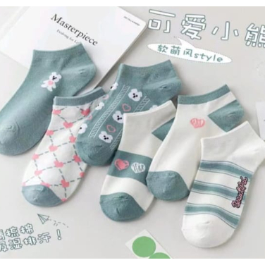 Kaos Kaki Biru Love Bear Semata Kaki SV Korean style