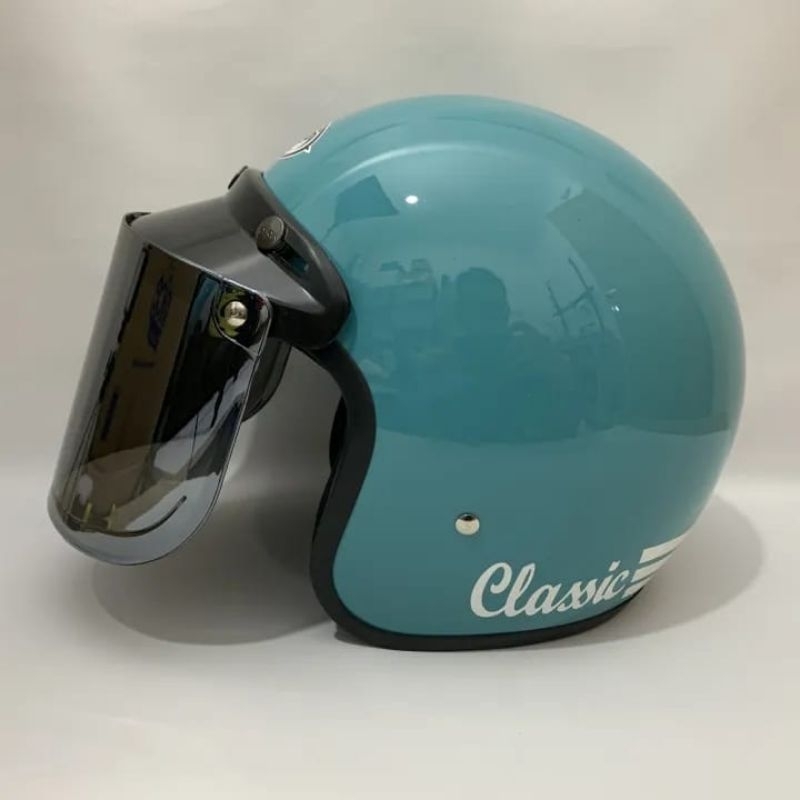 Helm Bogo classic warna hijau tosca