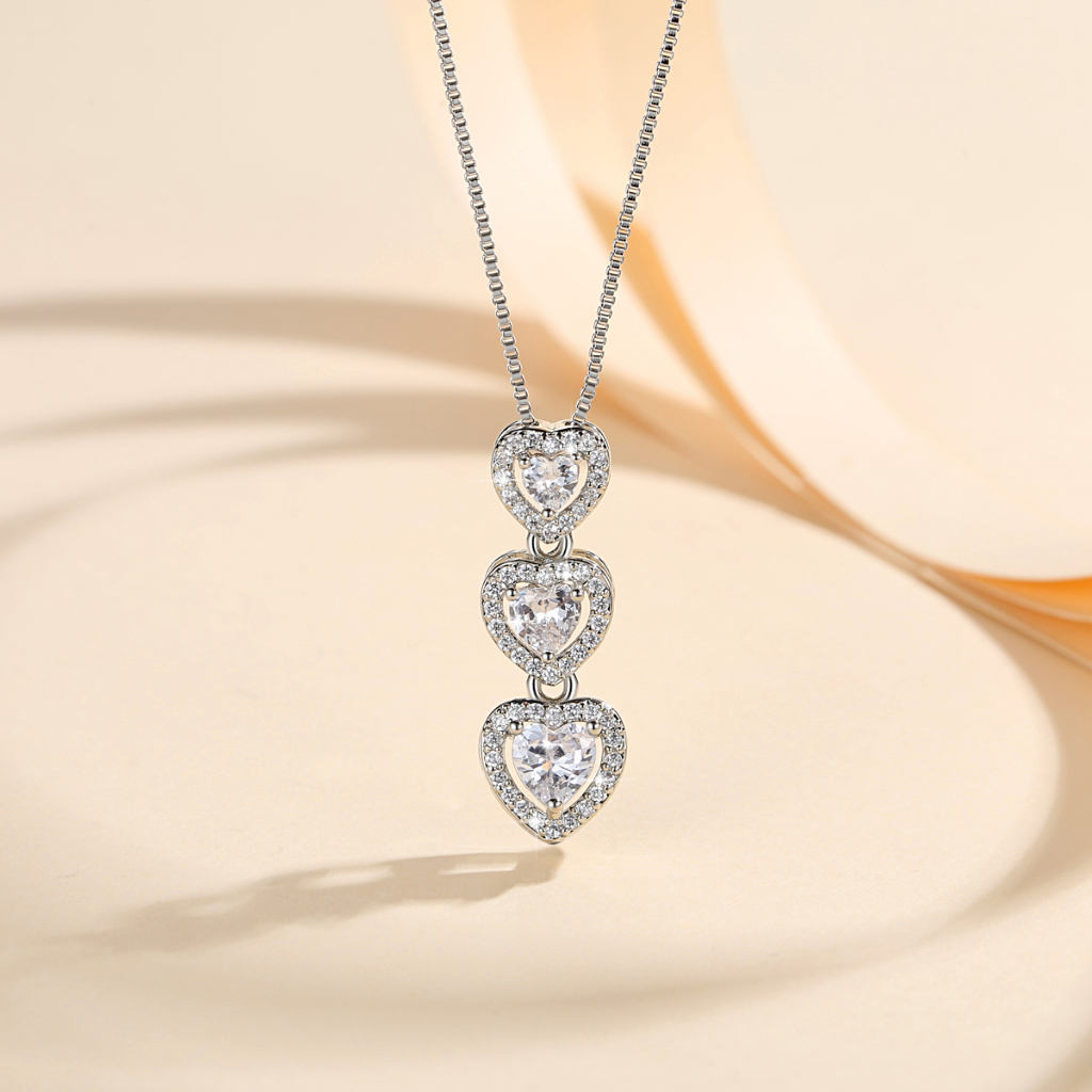 Y048 【COD】 Kalung Berlian Liontin Hati Rantai Fashion Wanita Sederhana Lapis Emas Anti Karat