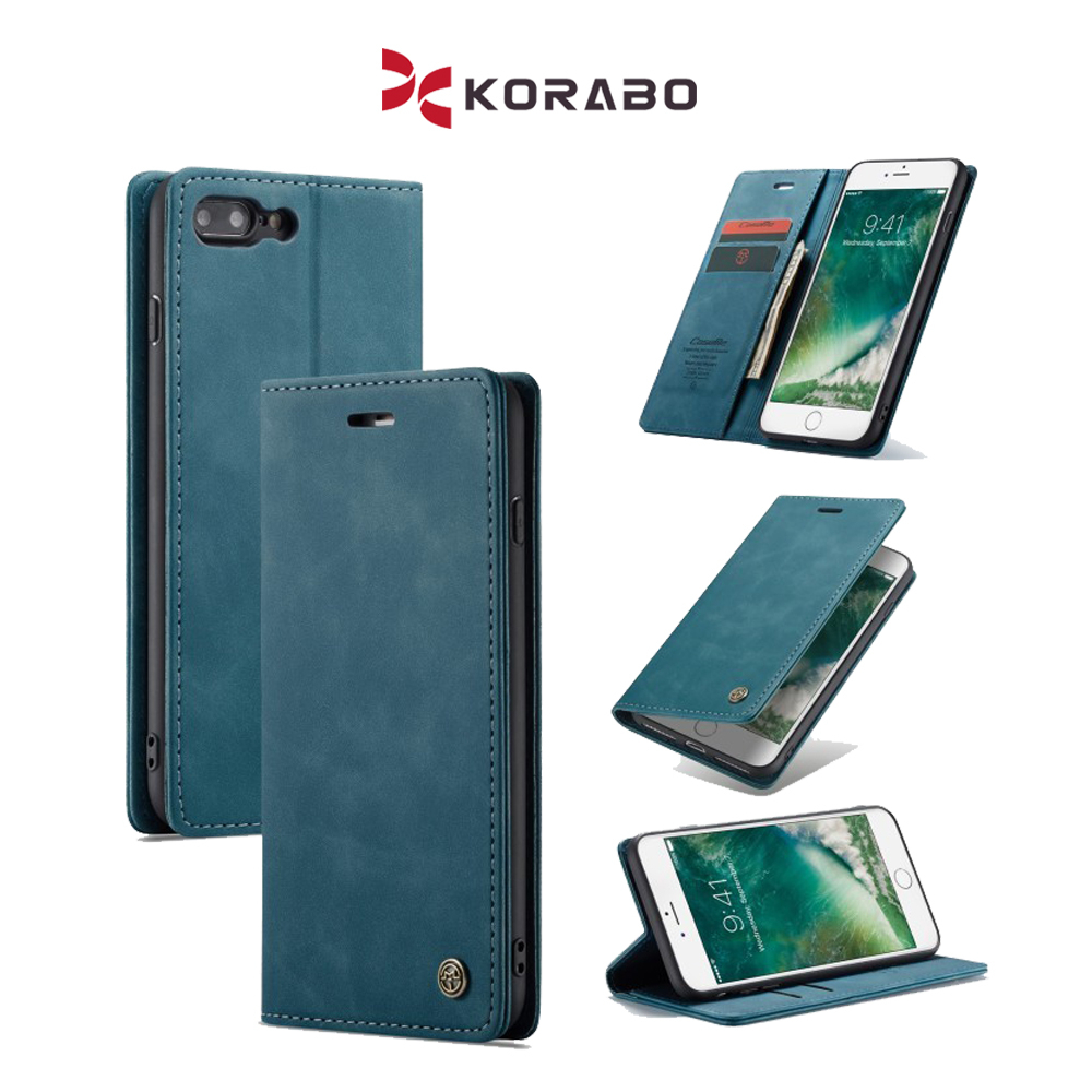 Korabo X Caseme For Iphone 8 - 7 Plus Leather Flip Wallet Case Dompet Magnetic Cover Standing