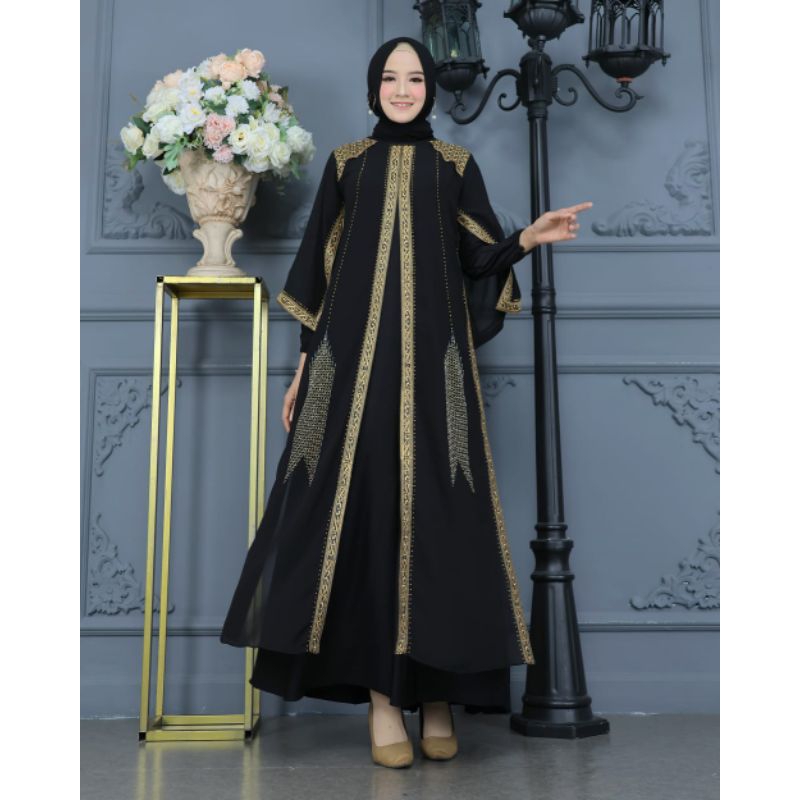 GAMIS ABAYA TURKEY BORDIR PAYET LENGAN CAPE VIVIAN