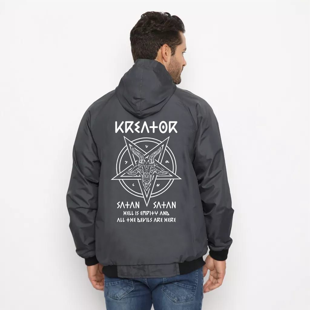 jaket parasut pria satanic bolak balik waterproof