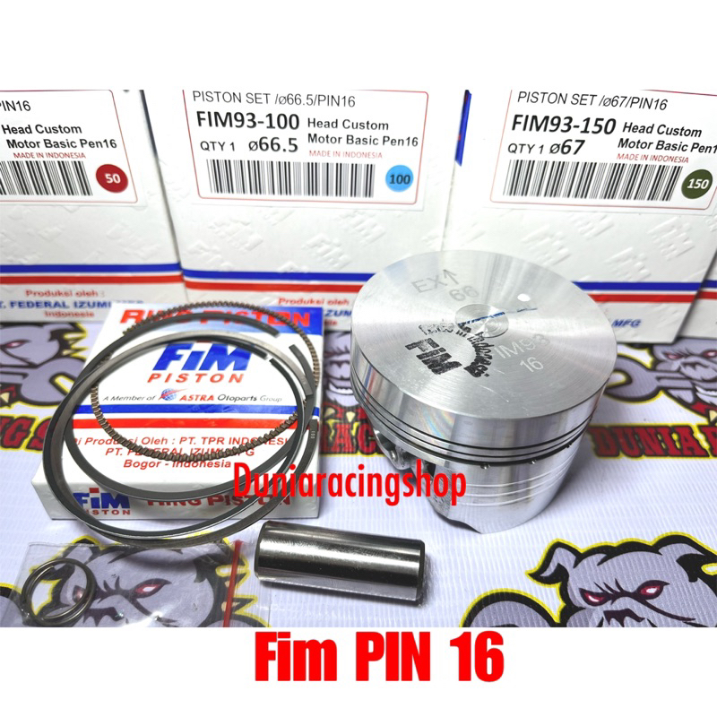 Piston Fim Seher Fim Dome Mentah 65.5 66 66.5 67 67.5 MM Pin 16 1SET Piston Modif Pin 16 Ring seher piston Pin seher pin 16 Piston Satria Fu GSX 150