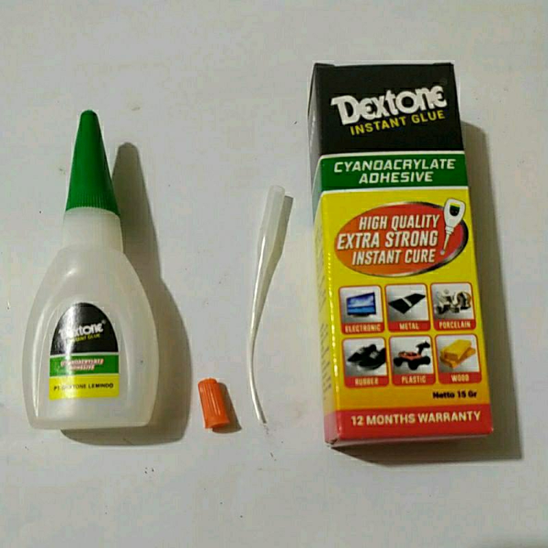 Lem Dextone 15 gr/ Lem G 15 gr. Lem tetes instan. cepat kering, harga 1 pc