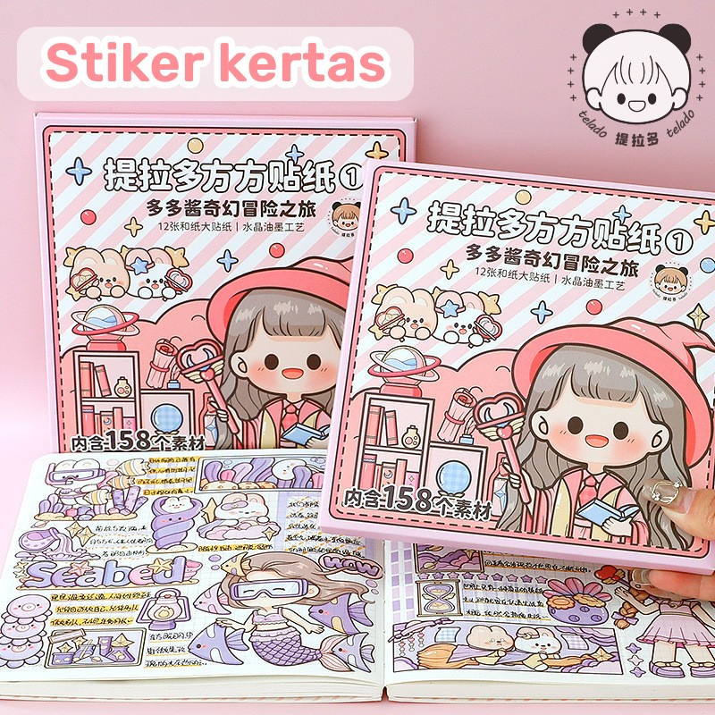 

Sticker Pack Stiker kertas aesthetic korea karakter kartun lucu multi-pola Buku pegangan bahan kolase dekorasi kreatif handbook Cute cartoon diary Scrapbook DIY Daily planner Anak Perempuan