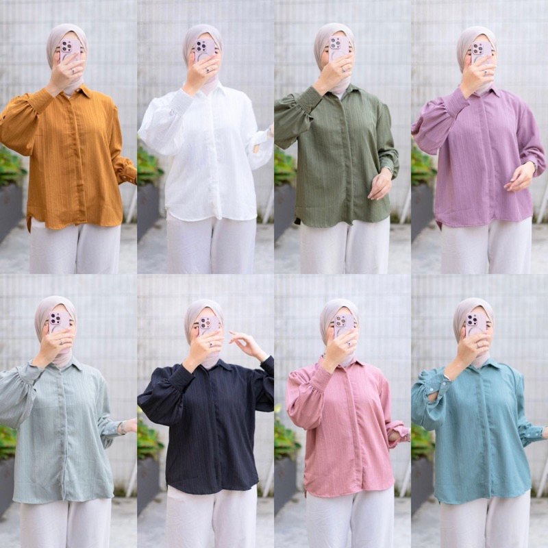 EXTRA SALE! Kemeja Lady Crush Lengan Balon Atasan Blouse Wanita Kekinian