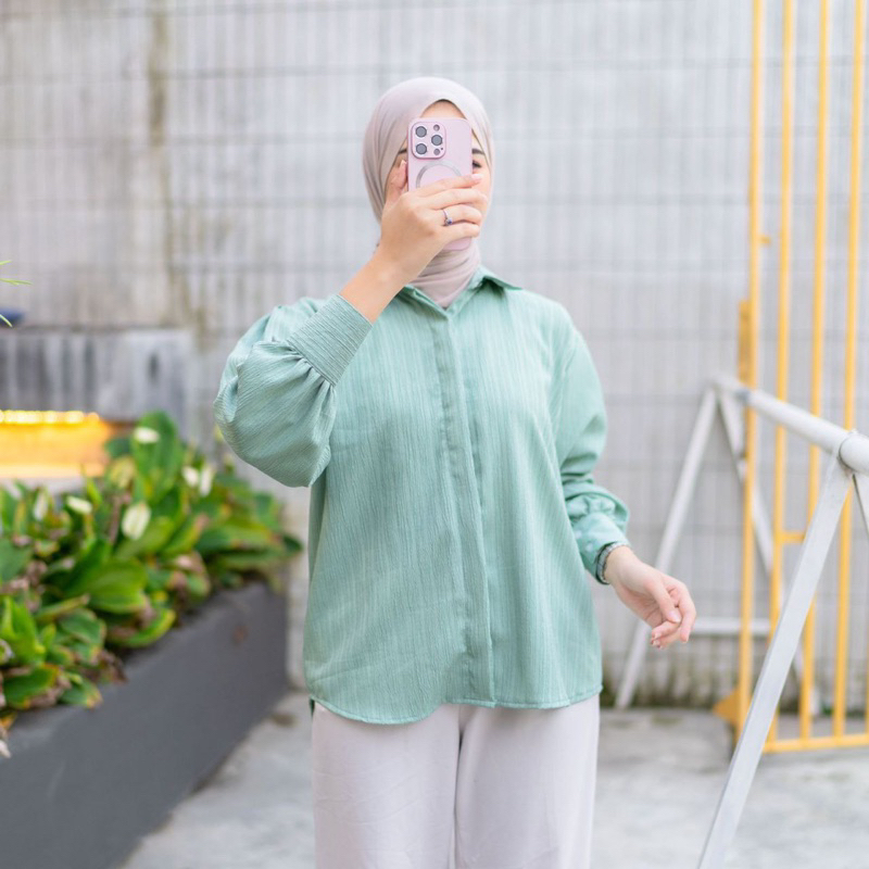 ATASAN VIRAL!!! Kemeja Lady Crush Lengan Balon Atasan Blouse Wanita Kekinian