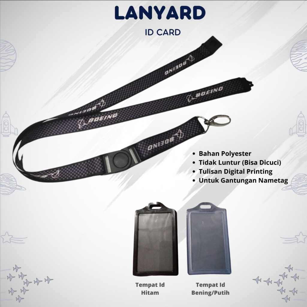 

Boeing carbon Catur B737 B747 B777 + Id card 2 slot Gantungan id kantor / Lanyard premium original Best seller BISA COD