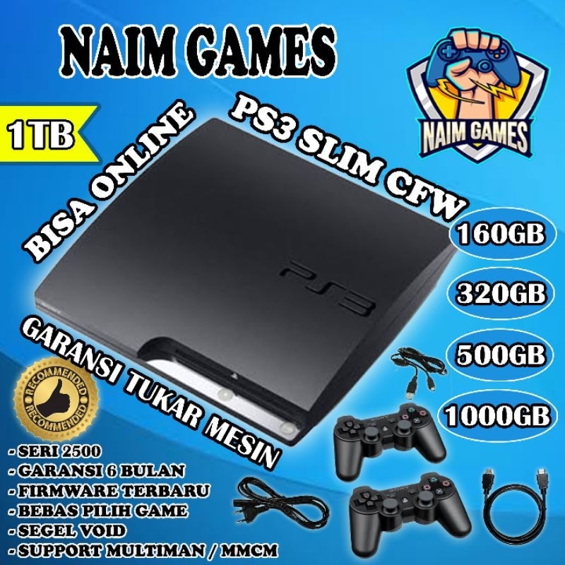 PS3 SLIM CFW 1TB seri 25 PS 3 SLIM seri 25XX 1000GB 500GB 2stik