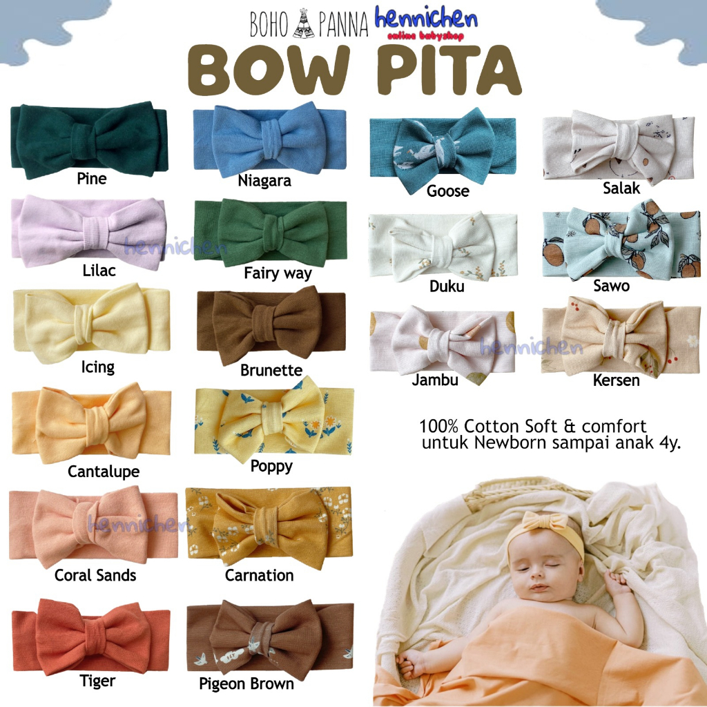 BOHO BABY BOW BOW Pita Bandana Bayi Headband Anak Fashion Bayi BOHOBABY BOHOPANNA