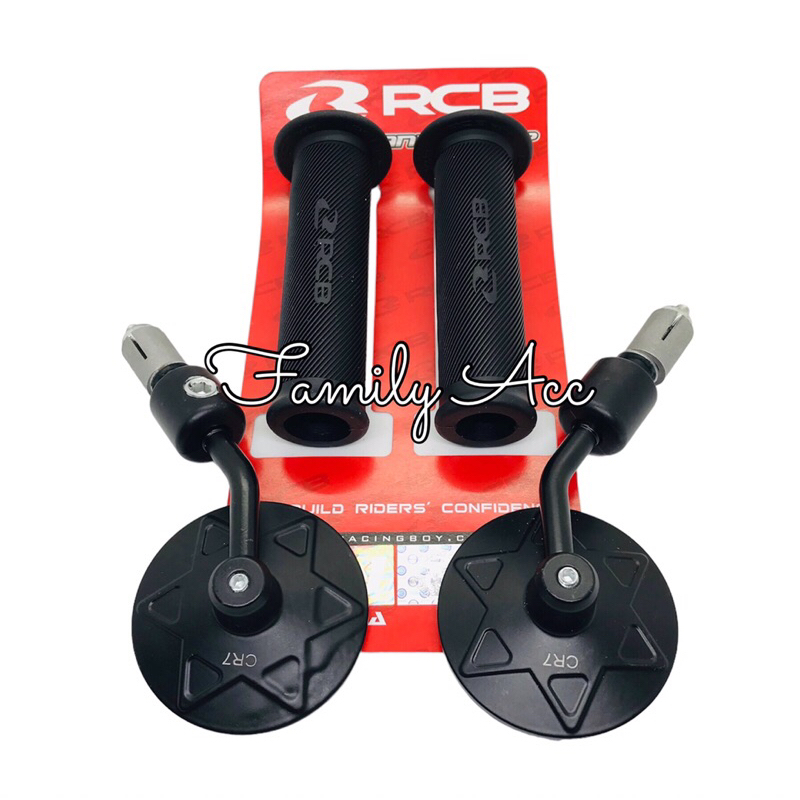 Paket Handgrip Handfat Handle Grip Rcb Original Malaysia HG55 Dan HG66 Black Plus Spion Jalu Bulat Flexibel Motor Universal Nmax New Aerox Pcx 150/160 Vario 110/125/150/160 Genio Scoopy Freego Beat Spacy Beat Esp DLL