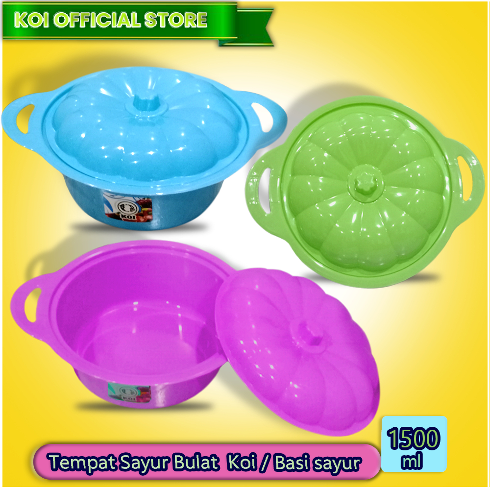 Koi Official - Tempat Sayur Bulat bahan Plastik Basi Sayur Wadah Prasmanan Bulat 1500 ml