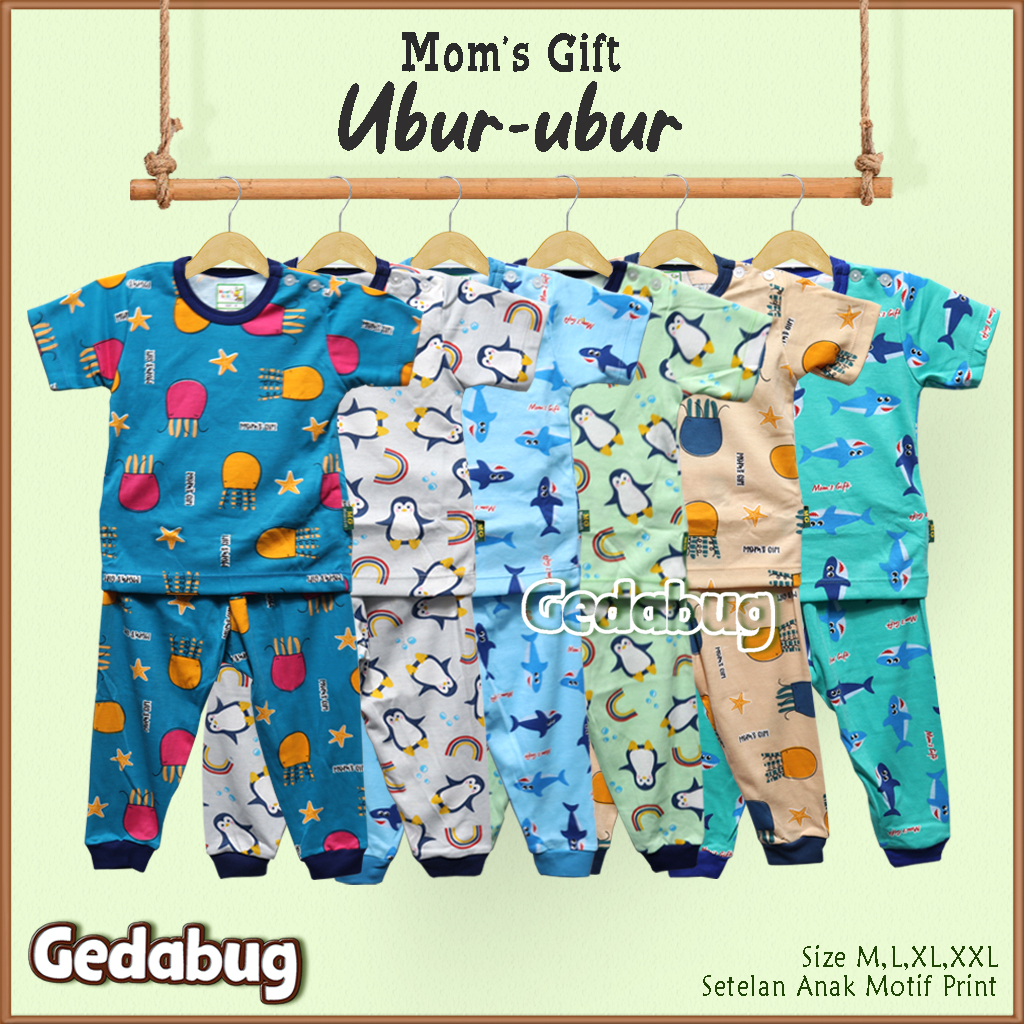 3 Setel - Setelan Anak CPR Mom's Gift Ubur-ubur | Setelan Kaos anak Kancing Depan Moms Gift | Gedabug