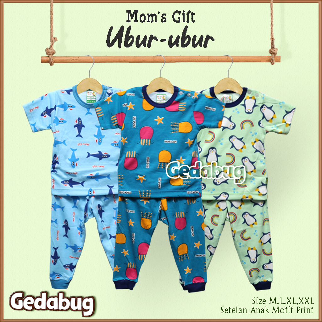 3 Setel - Setelan Anak CPR Mom's Gift Ubur-ubur | Setelan Kaos anak Kancing Depan Moms Gift | Gedabug