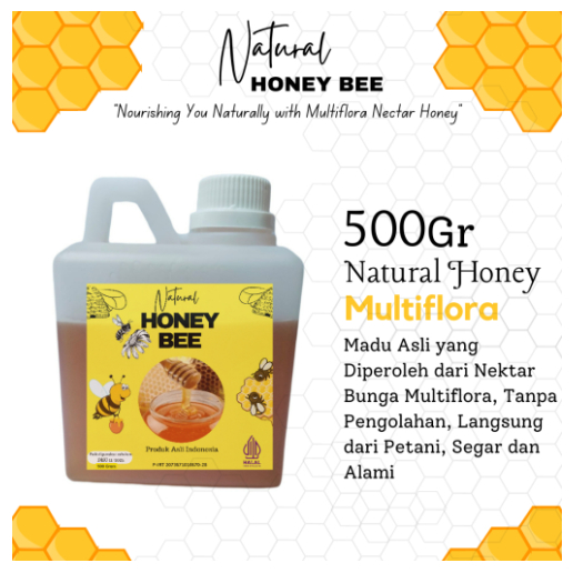 

Madu Multiflora Murni / Natural Honey Bee Madu Murni Nektar Mutiflora Java 100% Pure Raw Honey Alami
