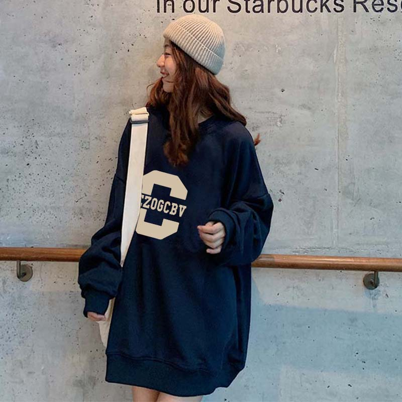 Kaos Stasan Wanita Oversize Couple Sweater American Vintage Cartoon Graphic Letter Priting Top Kekinian Casual Sweater