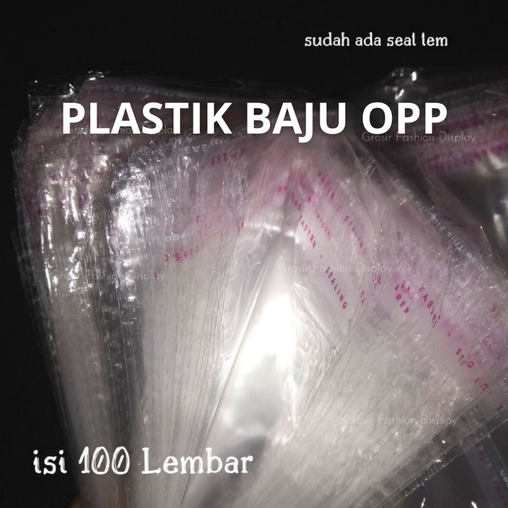Plastik Packing Baju OPP Tebal 0,3mm/ Tebal 28 Mic Super  Plastik Baju Seal Lem Display Pakaian (PAK G)