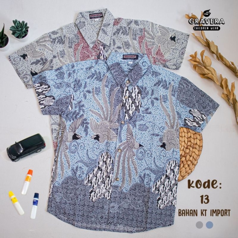Kemeja Batik Anak Gravera Kemeja Katun Impor Atasan Batik Remaja Laki Laki
