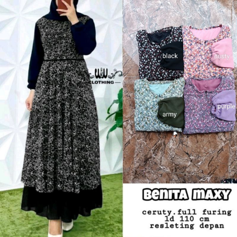 COD || Benita Maxy/Gamis Cerruty babydoll Premium/Gamis CerrutyBunga