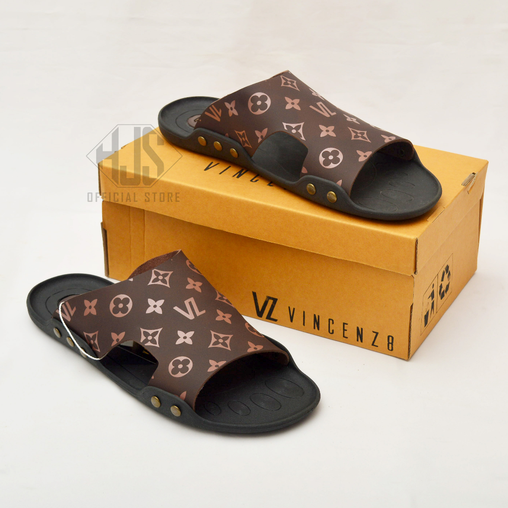 Sandal Pria Dewasa Sandal Kulit Sandal Terbaru VINCENZO Pria Kulit VINCENZO Original Pria Slide Import Sandal Kulit Pria