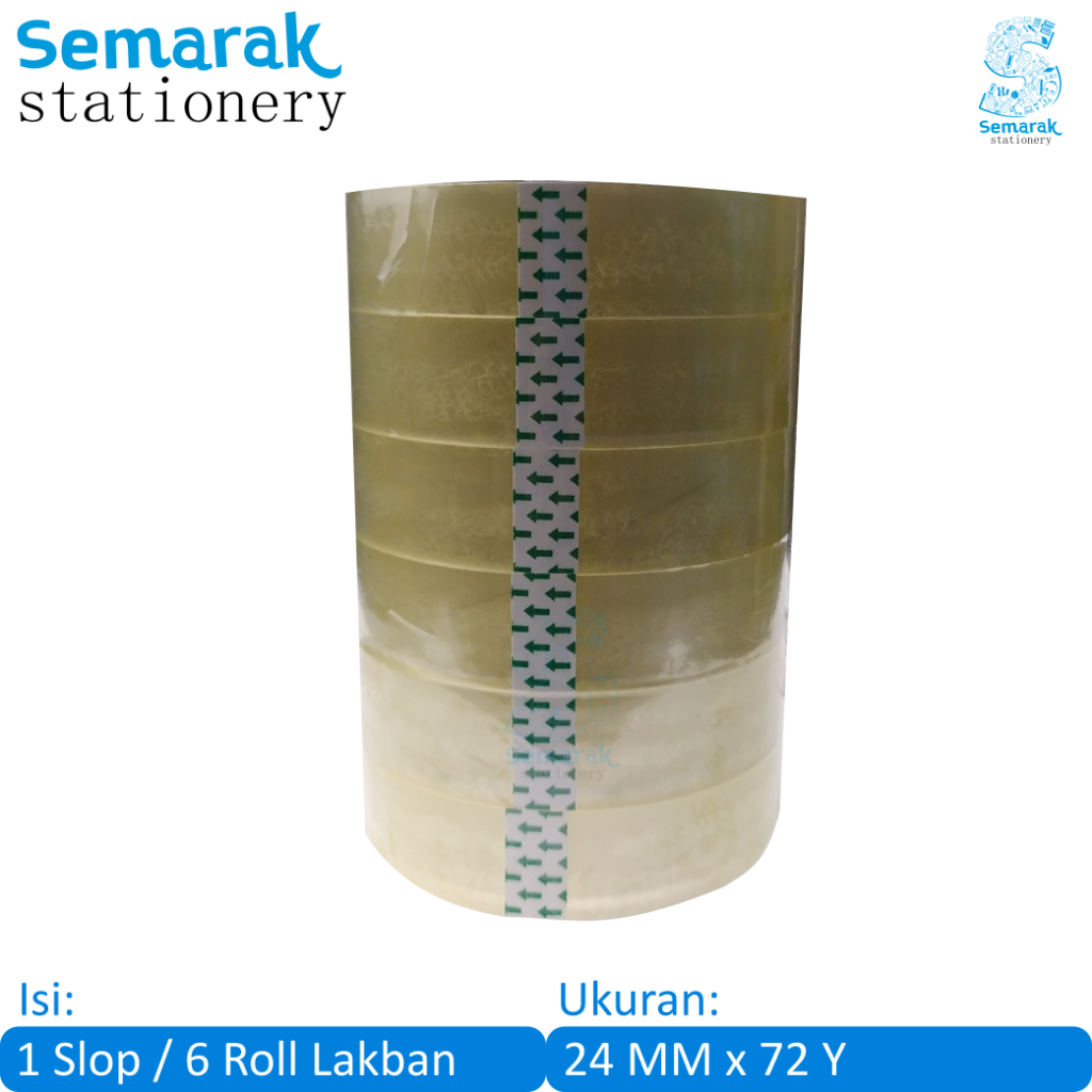 

Yatta Tape Isolasi Lakban Bening 1 Inch 24mm x 72 Yard - Transparan [1 Slop / 6 Rolls]