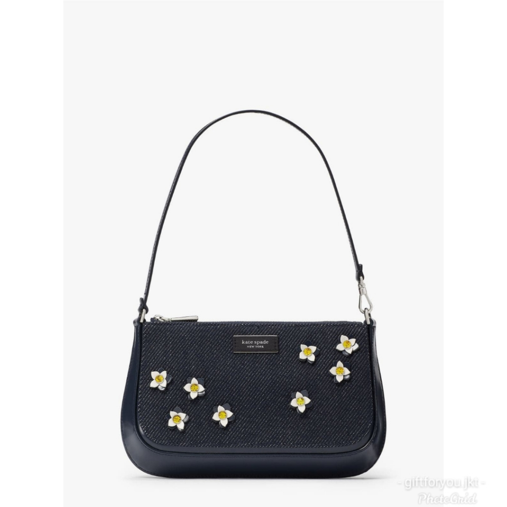 Tas Wanita Kate Spade Top Handle Bag Sam Icon Floral Denim Mini Pouchette Perempuan Woman Fashion Br
