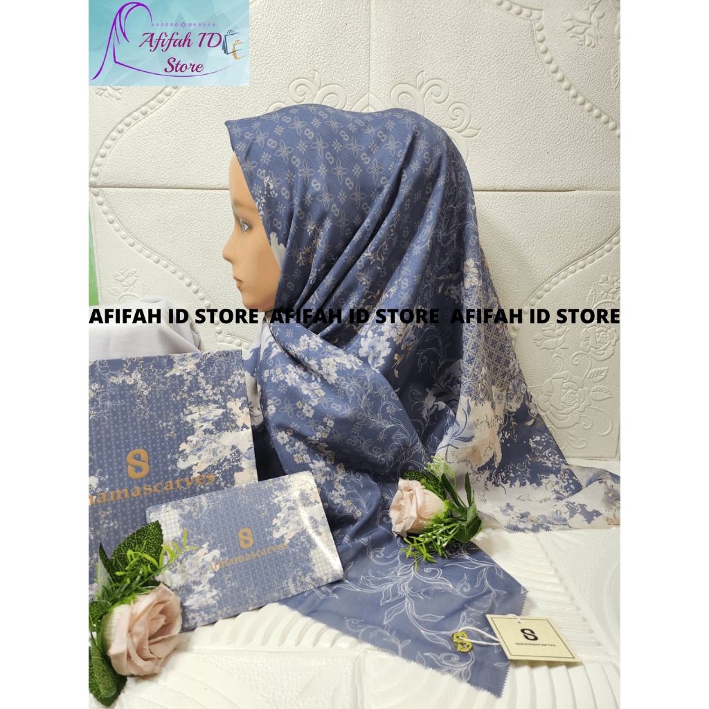 FREE BROS CANTIK Umama Scarves Jilbab Segiempat Motif Umama, Kerudung Voal Motif Digital Premium