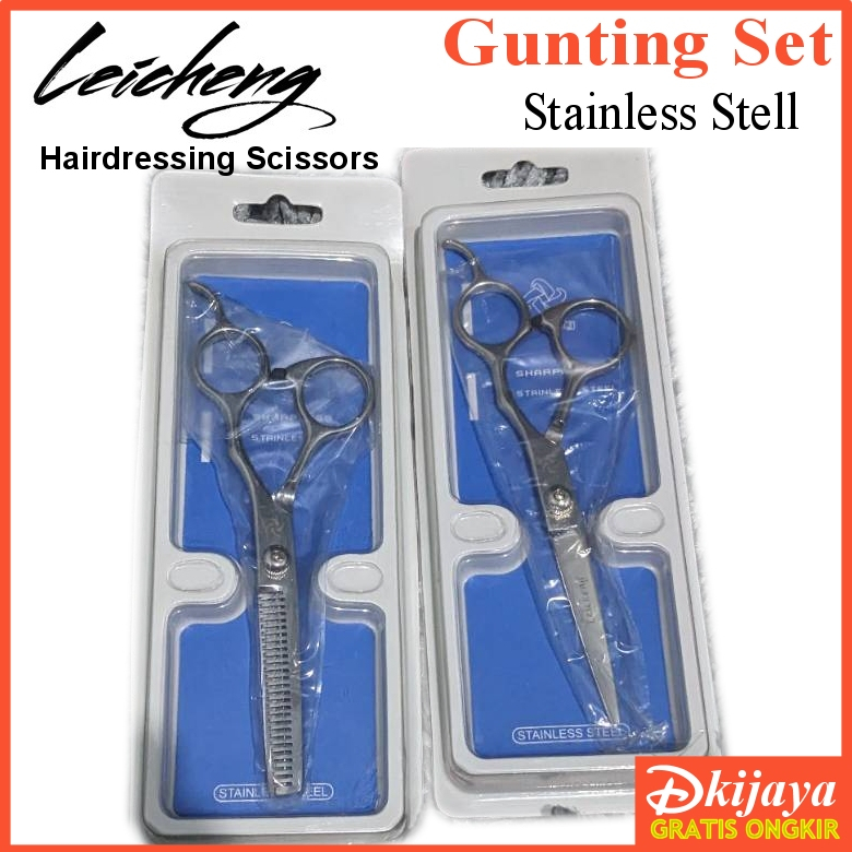 LEICHENG GUNTING SET Full Stainless Steel Potong rambut Lurus dan Sasak Leicheng Hairdressing Scissors Pro