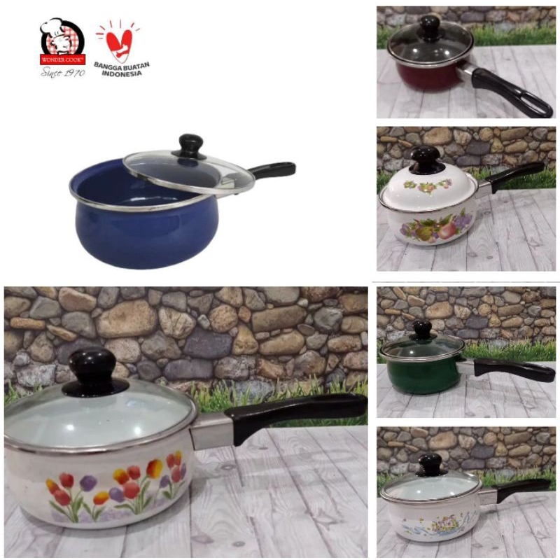 WONDERCOOK Panci Saucepan 16cm Blue dengan Tutup Kaca TEMPERED