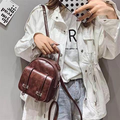 ransel kotak korean ransel tas porter nama bagpack tas slempang etnik ⊕ﺴSeraser Hong Kong Gaya Mini Ransel Wanita 2023 Baru Versi Korea All-Match Retro Sederhana Kulit Lembut Tas Ransel Kecil