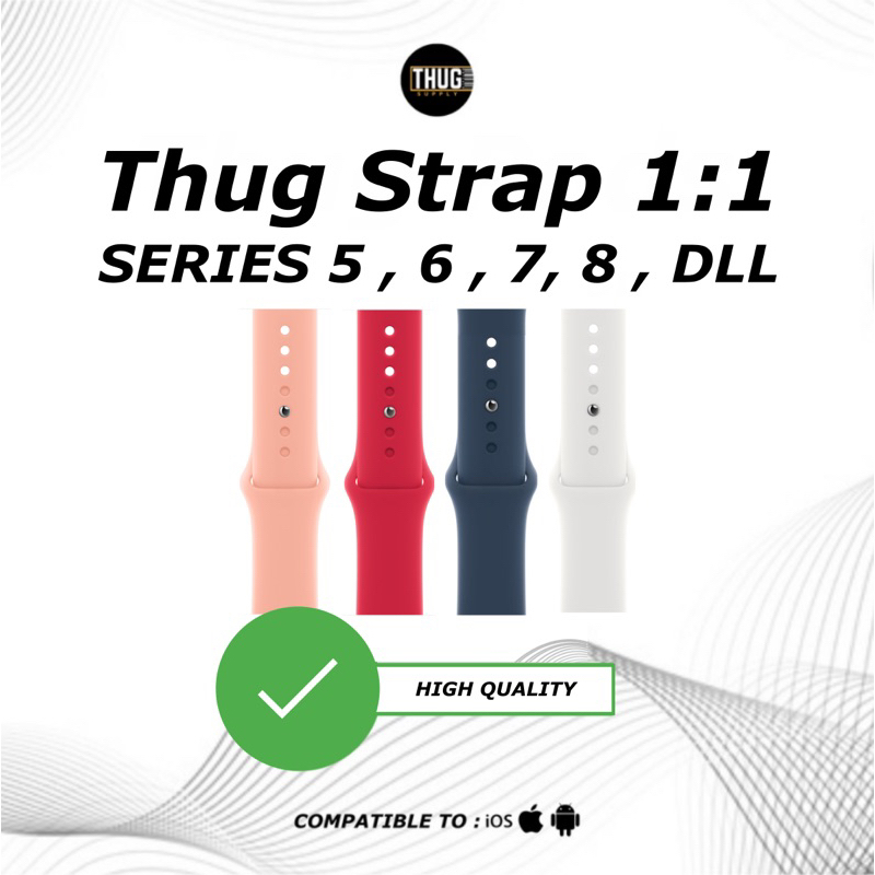 THUG STRAP WATCH Soft Silicone Sport Band Strap for Apple Watch Series 1 2 3 4 5 6 SE 42mm 44mm Series 7 8 ULTRA 45mm SERIAL WIRELESS BOX ALUMUNIUM SMARTWATCH SMART THE