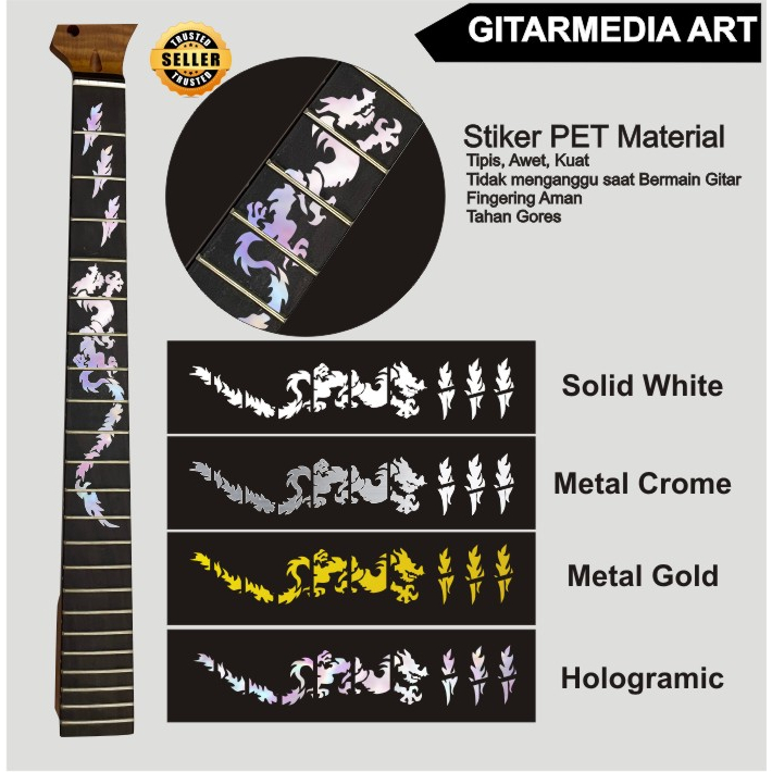 stiker fret gitar akustik elektrik motif naga dragon keren
