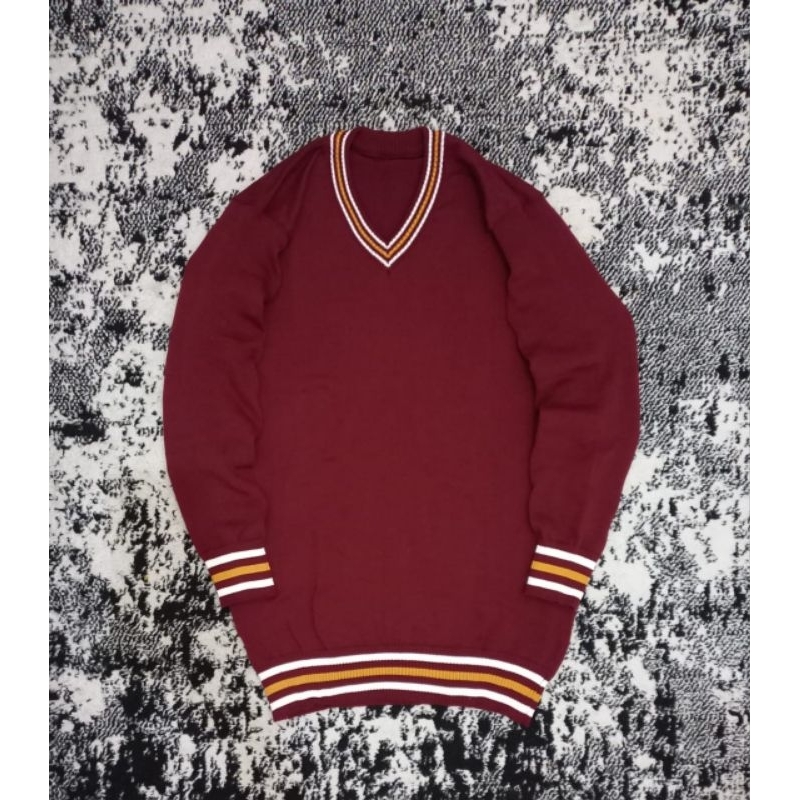 SWEATER RAJUTAN PRIA OVERSIZE V-NECK LONG SLEEVE