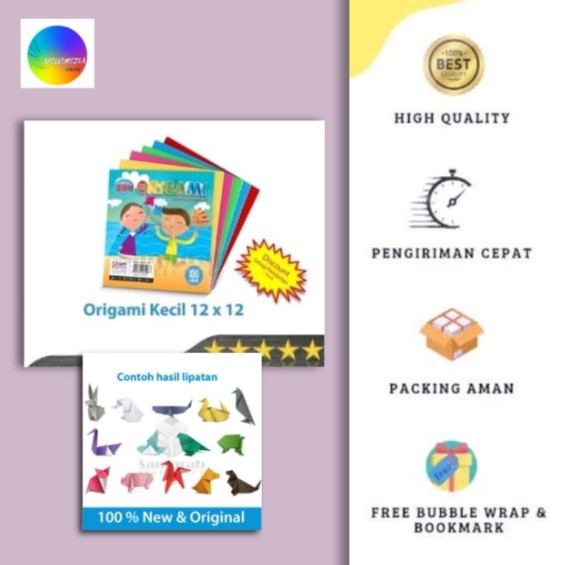 

Kertas Origami Kecil isi 100 Lembar Sidu / Kertas Lipat TK Kecil 12x12 Origami Sinar Dunia 12 x 12