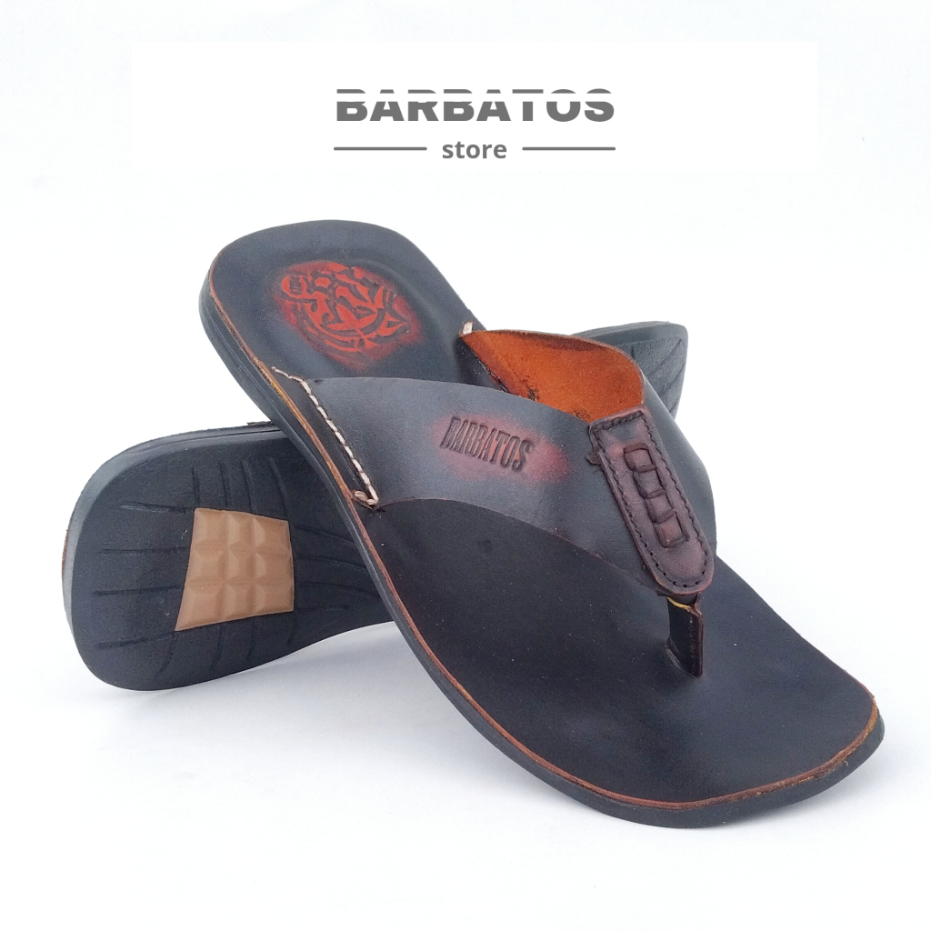 Sigma x Barbatos Sandal Jepit Kulit Pria Sandal Bolsevik Rosel Sandal Casual Pria Kekinian