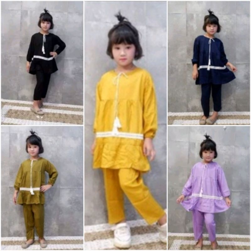 setelan anak//setelan renda//setelan tunik//rayon premium