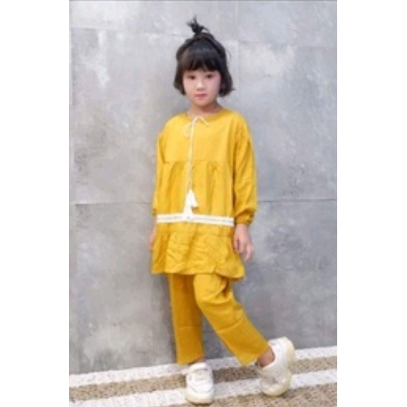 setelan anak//setelan renda//setelan tunik//rayon premium