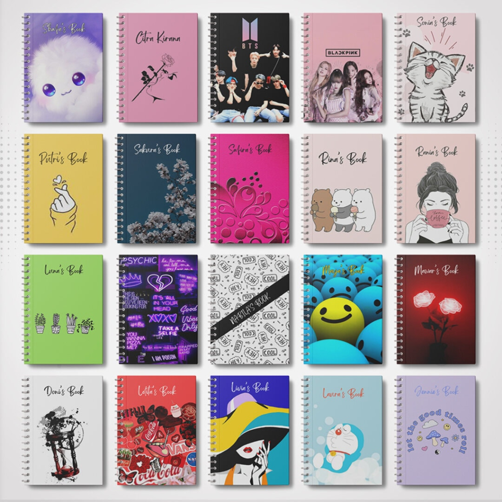 Notes custom A5 | Notebook Spiral A5 | Notebook Custom | Isi 50 lembar (100 halaman)