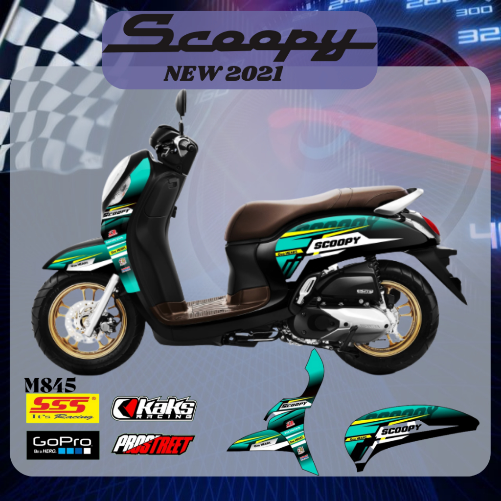 STIKER STRIPING MOTOR SCOOPY NEW 2021 Terbaru KODE M845 - Sticker Decal Print List Variasi  Motor Ho