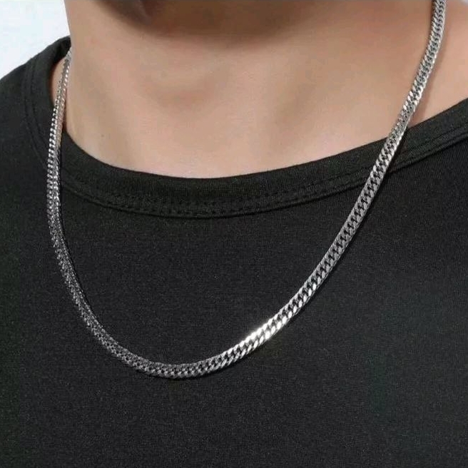 4s Grosir Solo || KALUNG RANTAI PRIA TITANIUM WARNA SILVER ANTI KARAT DAN LUNTUR