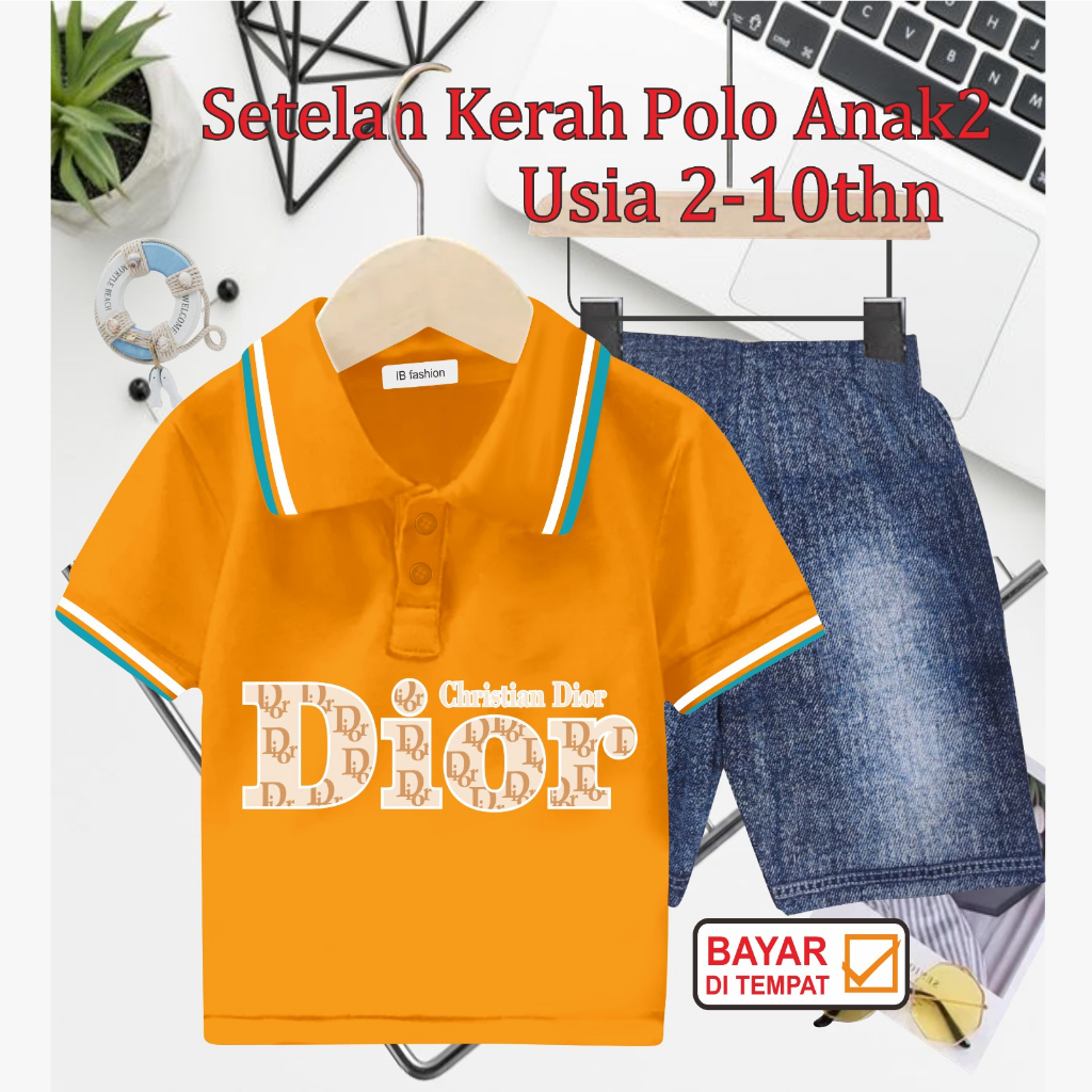 ((IB))SETELAN ANAK2 KERAH POLO SEMI JEANS/D10R DIGITAL SABLON