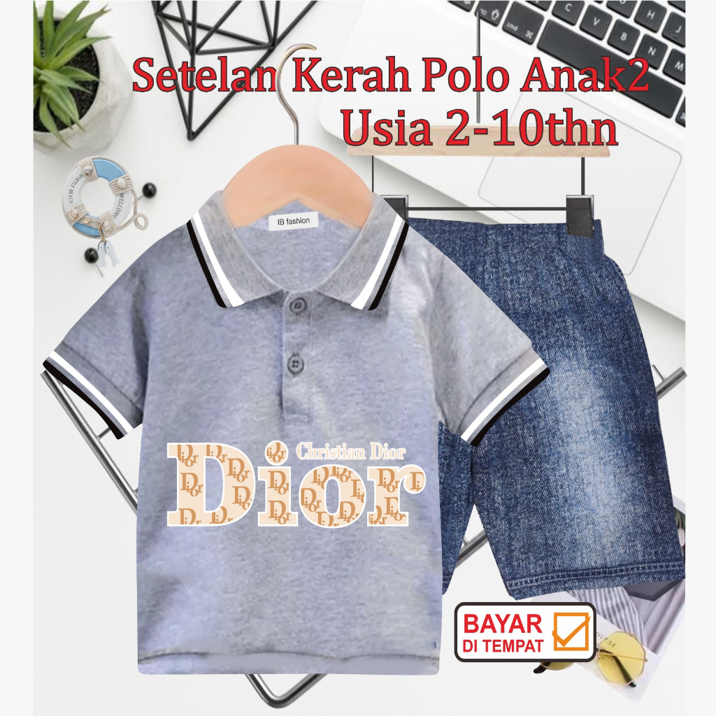 ((IB))SETELAN ANAK2 KERAH POLO SEMI JEANS/D10R DIGITAL SABLON