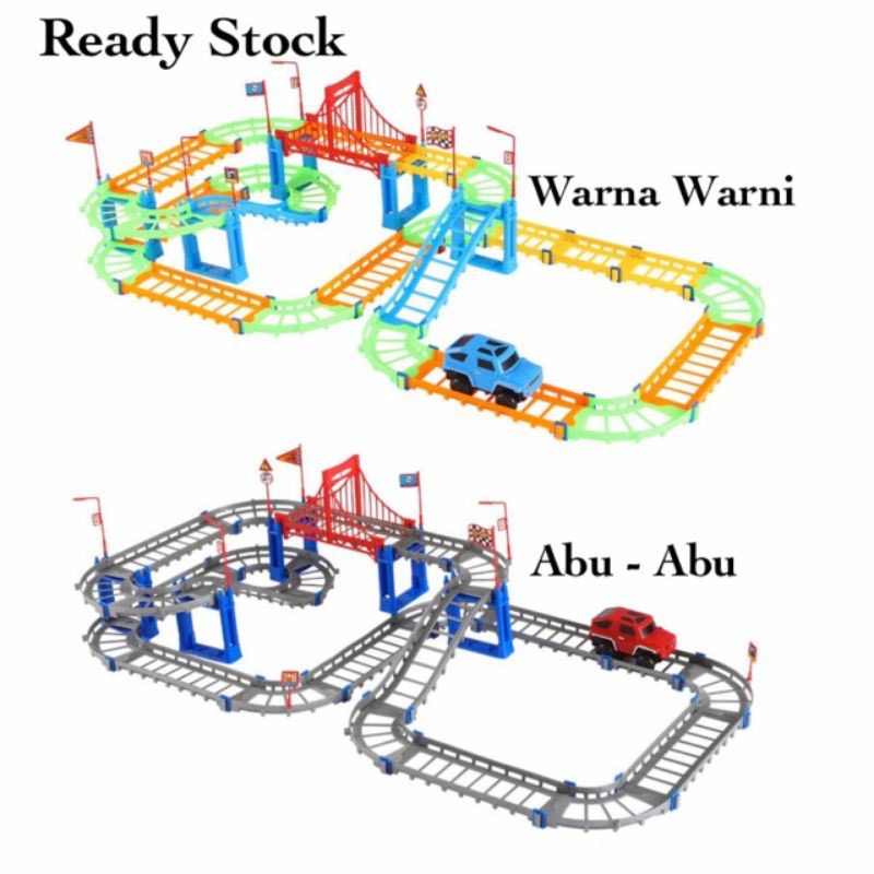 Mainan  Anak Mobil Track Rail Jalur Kereta Otomatis City Car Track Bongkar Pasang