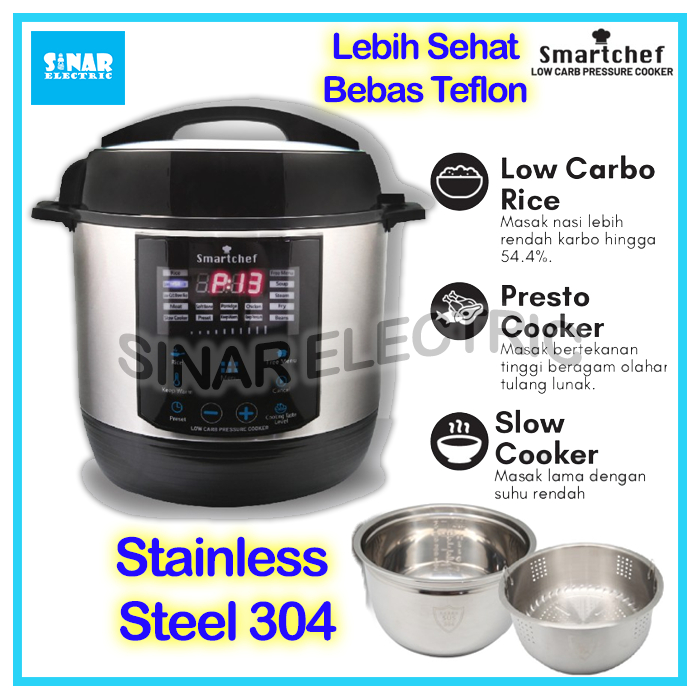 Smart Chef Rice Cooker Low Carbo Pressure Slow Cooker Stainless Steel