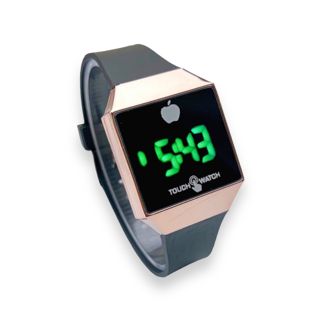 COD✅ Jam Tangan Digital Wanita Pria Watch LED Rubber Elektronik Touch Screen Harga Murah    S1201-S1290-Hitam Rosegold