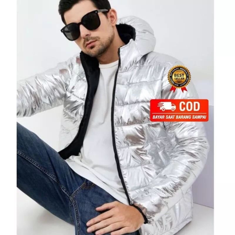 Lagi Promo  Jaket Puffer Aluminium Silver - JAKET PUFFER KEMBUNG ANTI AIR Jaket Lasket Black TERLARI