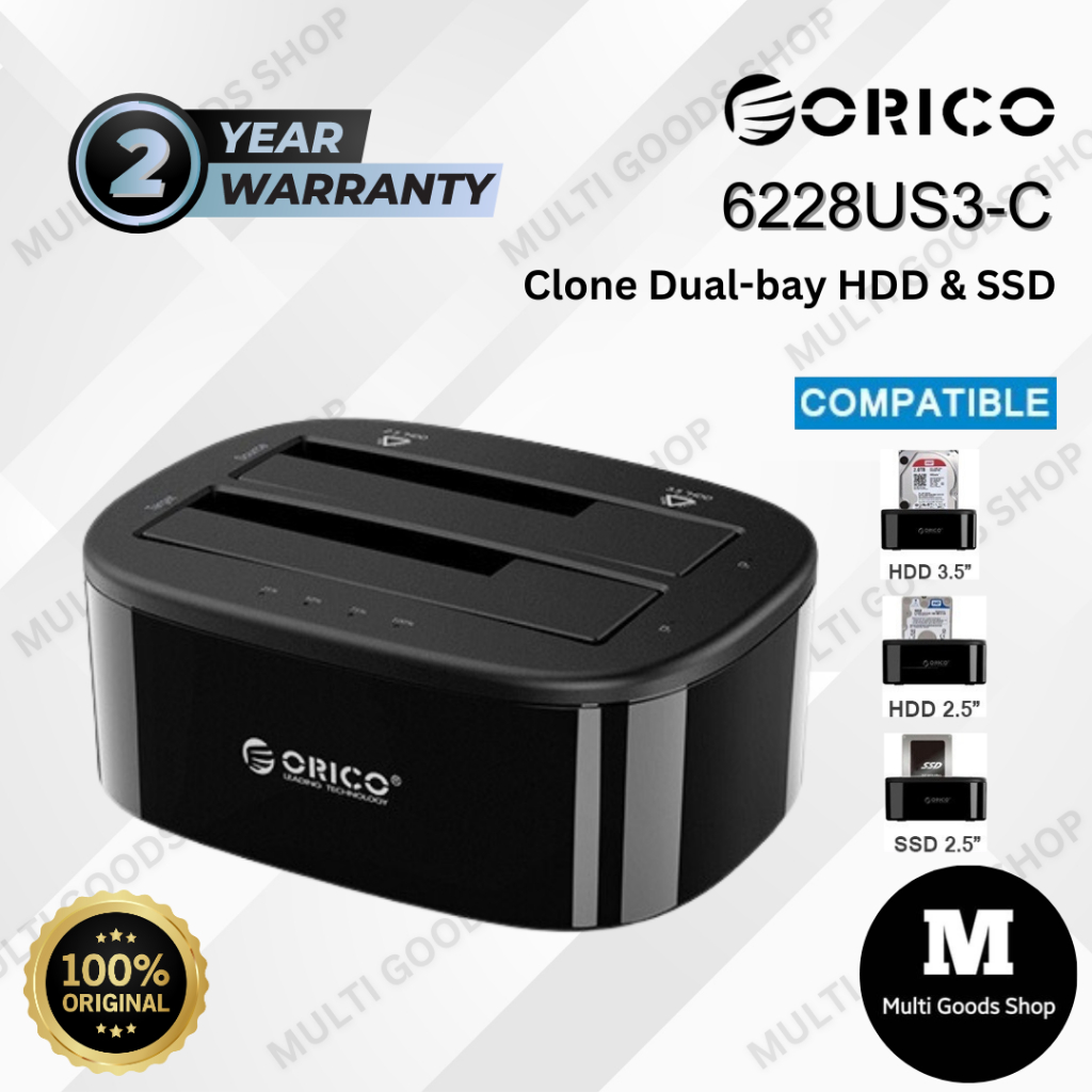 ORICO 6228US3-C 2.5/3.5 inch USB3.0 1 to 1 Clone Dual-bay HDD & SSD