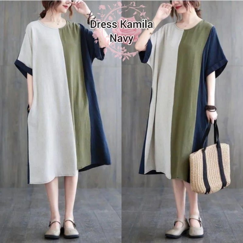 DRESS KAMILA FASHION WANITA/PAKAIAN WANITA TERLARIS TERBARU LENGAN PENDEK/GAUN PESTA